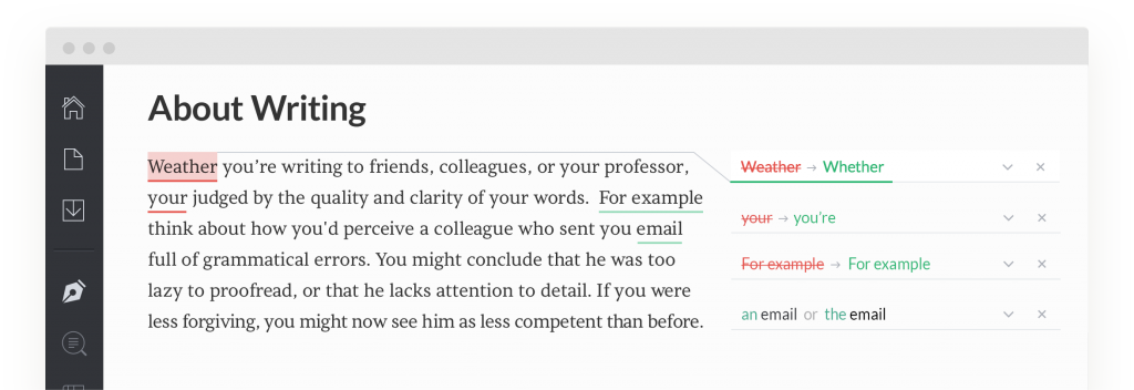 Grammarly review - editor screen