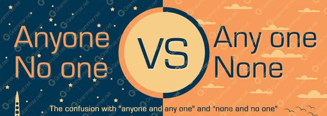 Anyone vs any one, none vs no one [infographic]